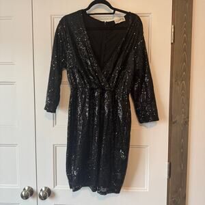 Club London black sequin v neck mini dress